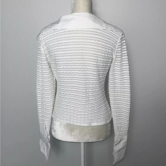 White button down long sleeve stretchy open collar Size 44 or us size 16 nwt - Picture 2 of 13